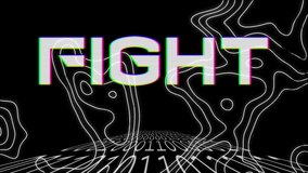 Animation of white text, fight, over moving topographical chart and binary coding, on black. global communication and data security technology concept, digitally generated video. - Powered by Shutterstock - Get 15% off with code: PIKWIZARD15
