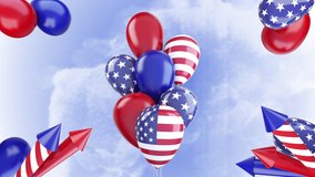God Bless America, Happy Independence Day Greeting Card. Celebrate 4th of July in Style with This Uplifting and Elegantly Animated. 4K Ultra HD Video Motion Graphic Animation.