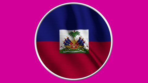 Haiti Circular Flag Loop - Realistic 4K flag waving in the wind. Seamless loop with highly detailed fabric texture. Loop ready in 4k resolution