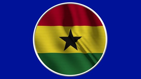 Ghana Circular Flag Loop - Realistic 4K flag waving in the wind. Seamless loop with highly detailed fabric texture. Loop ready in 4k resolution