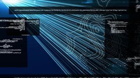 Digital animation of digital interface with data processing against blue light trails in background. computer interface and technology concept - Powered by Shutterstock - Get 15% off with code: PIKWIZARD15