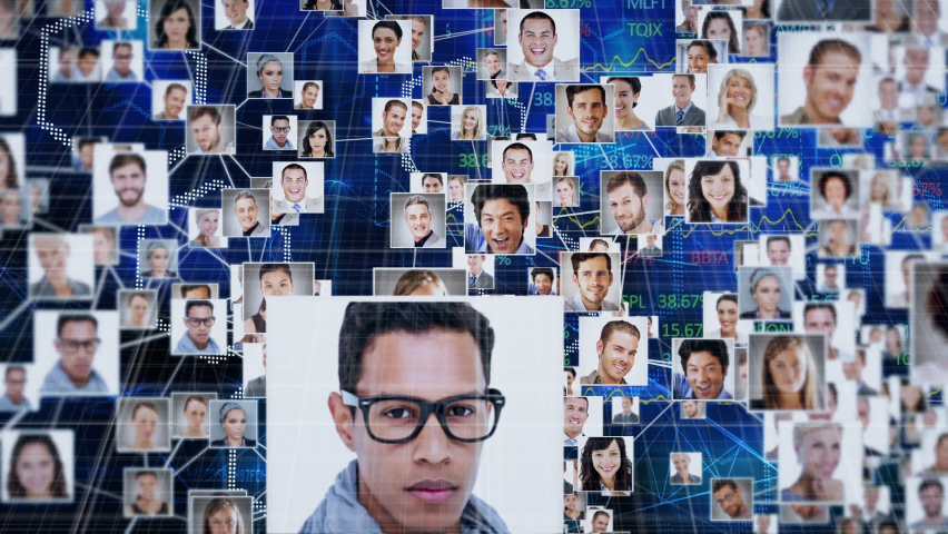 Network of profile icons over hexagonal shapes and stock market data processing on blue background. global economy and business technology concept - Powered by Shutterstock - Get 15% off with code: PIKWIZARD15