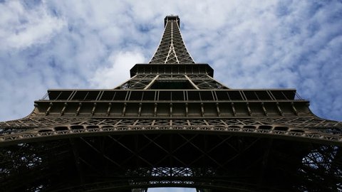 timelapse of clouds moving past the Eifel Tower in Paris, France
