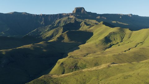 Aerial view of the spectacular Amphitheatre, Drakensberg, KwaZulu-Natal,South Africa