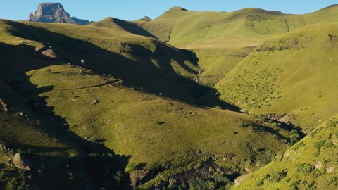Aerial view of the spectacular Amphitheatre, Drakensberg, KwaZulu-Natal,South Africa
