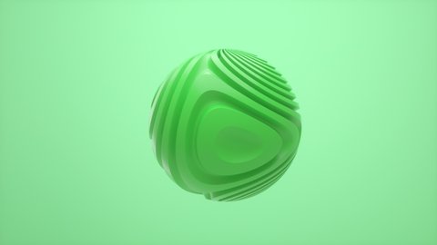 Green organic shape 3d wavy sphere isolated on color background. Trend design 3d render infinite loop