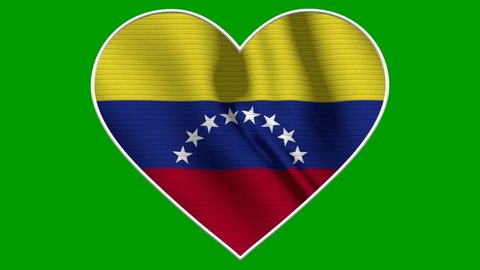 Venezuela Heart Love Flag Loop - Realistic 4K flag waving in the wind. Seamless loop with highly detailed fabric texture. Loop ready in 4k resolution