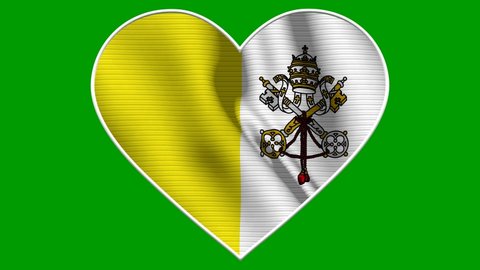Vatican Heart Love Flag Loop - Realistic 4K flag waving in the wind. Seamless loop with highly detailed fabric texture. Loop ready in 4k resolution