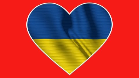 Ukraine Heart Love Flag Loop - Realistic 4K flag waving in the wind. Seamless loop with highly detailed fabric texture. Loop ready in 4k resolution