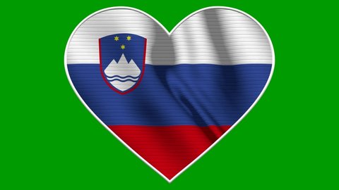 Slovenia Heart Love Flag Loop - Realistic 4K flag waving in the wind. Seamless loop with highly detailed fabric texture. Loop ready in 4k resolution
