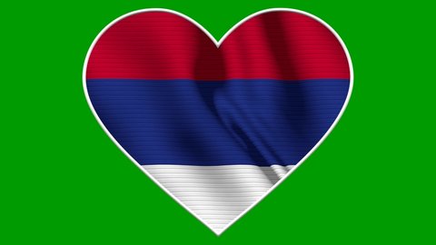 Serbia Heart Love Flag Loop - Realistic 4K flag waving in the wind. Seamless loop with highly detailed fabric texture. Loop ready in 4k resolution