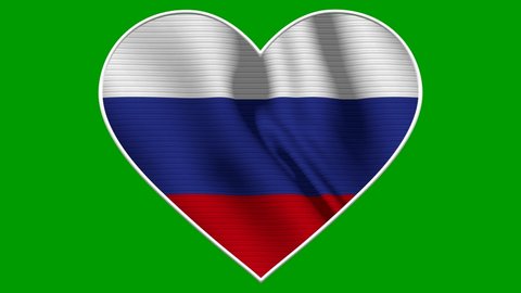 Russia Heart Love Flag Loop - Realistic 4K flag waving in the wind. Seamless loop with highly detailed fabric texture. Loop ready in 4k resolution