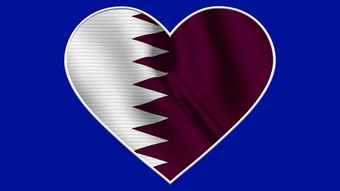 Qatar Heart Love Flag Loop - Realistic 4K flag waving in the wind. Seamless loop with highly detailed fabric texture. Loop ready in 4k resolution