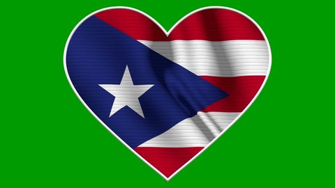 Puerto Rico Heart Love Flag Loop - Realistic 4K flag waving in the wind. Seamless loop with highly detailed fabric texture. Loop ready in 4k resolution