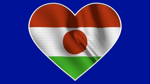 Niger Heart Love Flag Loop - Realistic 4K flag waving in the wind. Seamless loop with highly detailed fabric texture. Loop ready in 4k resolution