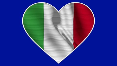 Italy Heart Love Flag Loop - Realistic 4K flag waving in the wind. Seamless loop with highly detailed fabric texture. Loop ready in 4k resolution