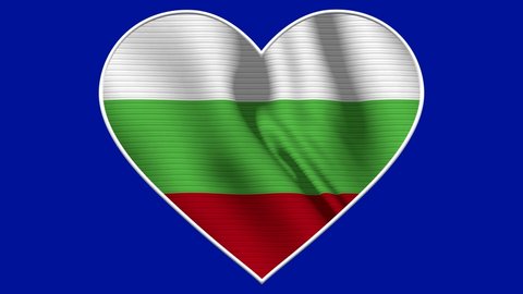 Bulgaria Heart Love Flag Loop - Realistic 4K flag waving in the wind. Seamless loop with highly detailed fabric texture. Loop ready in 4k resolution