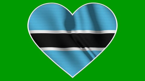 Botswana Heart Love Flag Loop - Realistic 4K flag waving in the wind. Seamless loop with highly detailed fabric texture. Loop ready in 4k resolution