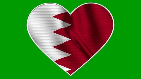 Bahrain Heart Love Flag Loop - Realistic 4K flag waving in the wind. Seamless loop with highly detailed fabric texture. Loop ready in 4k resolution