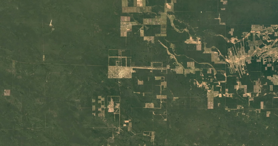 Time lapse deforestation Bolivia from satellite between 1985 and 2020. Data: NASA Royalty-Free Stock Footage #1075367492