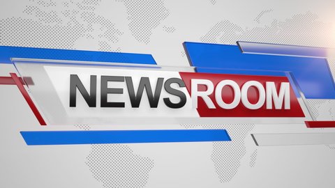 Breaking News - Intro background of 3D glass News Room intro with world background. 