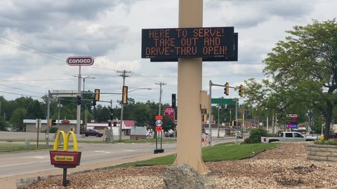 Davenport, Iowa - June 15, 2021 - McDonalds Now Hiring Sign - $12 per hour - Outside Sign