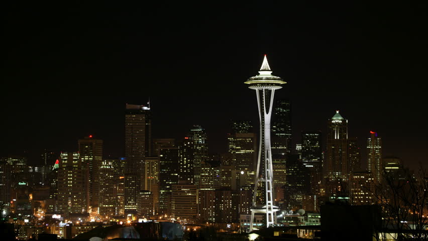 Seattle Space Needle at night