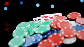 Animation of scope scanning over casino gambling chips. global entertainment, gambling, digital interface, technology and networking concept digitally generated video. - Powered by Shutterstock - Get 15% off with code: PIKWIZARD15