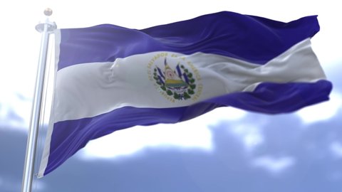 El Salvador flag waving against the sky