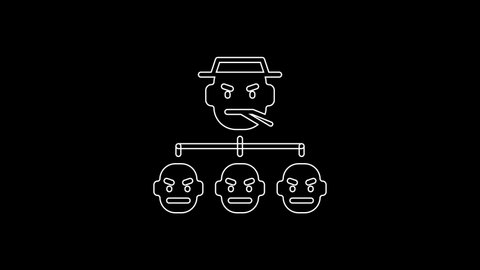 White line Mafia icon isolated on black background. Boss and gangsters. 4K Video motion graphic animation .