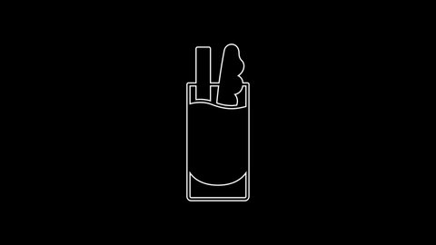 White line Cocktail Bloody Mary icon isolated on black background. 4K Video motion graphic animation .