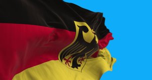 Close up of the flag of Germany. The German flag flutters in the wind.