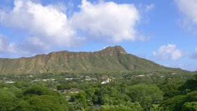 Time lapse video of Diamond head volcano in Hawaii panoramic view in 4k