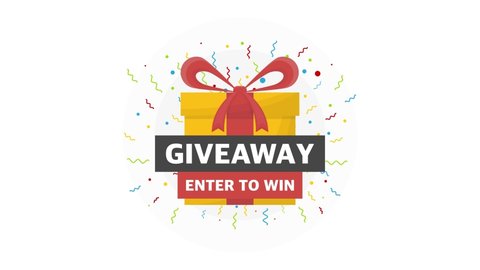 Giveaway logo template for social media post or website banner. Motion graphics.