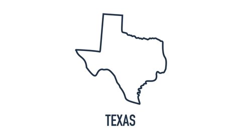 Line animated map showing the state of Texas from the united state of america. 2d map of Texas.
