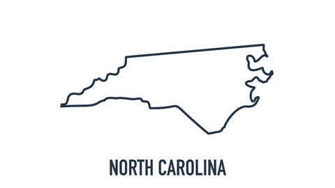 Line animated map showing the state of North Carolina from the united state of america. 2d map of North Carolina.