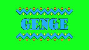Genge African music style. 4K color video. Animation text on green screen background, chroma key. African pop music Genge for title concert, national musical festival, broadcast, social media, podcast