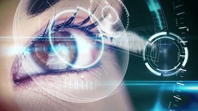 Animation of digital interface and clock over woman's eyes. global connections, business, digital interface, technology and networking concept digitally generated video. - Powered by Shutterstock - Get 15% off with code: PIKWIZARD15