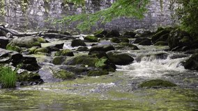Subtle water cresting down river stones in the Smoky Mountains in Tennessee