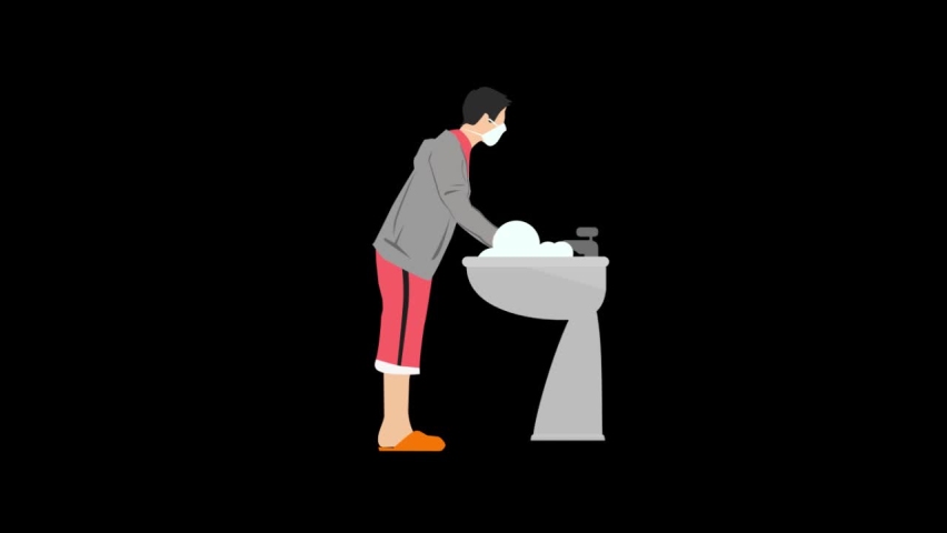 Man Is Cleaning His Hands