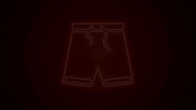 Glowing neon line Swimming trunks icon isolated on black background. 4K Video motion graphic animation.