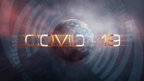 Coronavirus Covid-19 pandemic outbreak Together We Fight Campaign Cinematic Title background concept.  4K 3D seamless loop Covid 19 Together We Fight gold text glitch transition effect intro banner.  - Powered by Shutterstock - Get 15% off with code: PIKWIZARD15