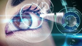 Animation of digital interface and clock over woman's eyes. global connections, business, digital interface, technology and networking concept digitally generated video. - Powered by Shutterstock - Get 15% off with code: PIKWIZARD15