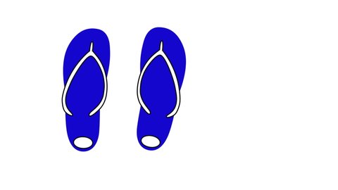 Seamless looped animation of sport beach footwear flip flops, flipflops. 