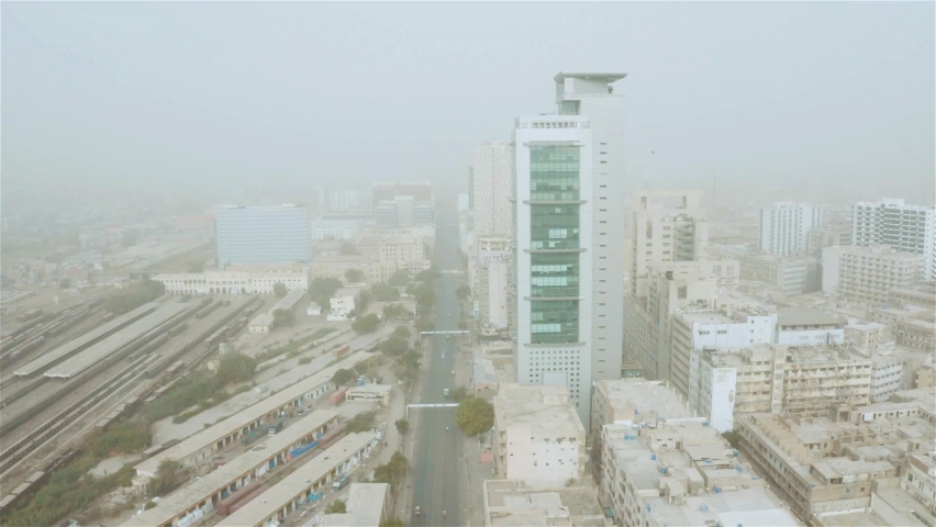 Aerial view of Big Building on Chunrigar Road Karachi - Tilt Down