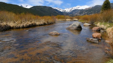 Spring Mountain Creek - A Spring view of a rocky section of Big Thompson River at Moraine Park in Rocky Mountain National Park, Colorado, USA.