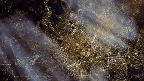 The City of Paris at Night, seen from Space. Elements of this Video furnished by NASA. 4K Resolution.