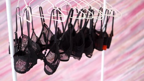 Womens Black Underwear Rack Indoor Pink Wall