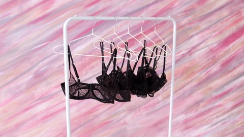 Womens Black Underwear Rack Indoor Pink Wall