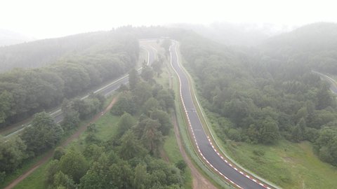 Nurburg, 23th of June 2021, Germany. Motorsports circuit Race track in the german Eifel on a cloudy day.
